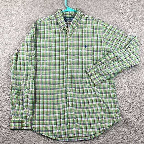 Ralph Lauren Classic Fit Button Down Shirt Men's Large Green Plaid Preppy Causal - Picture 3 of 11